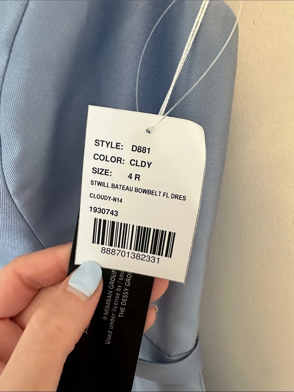 Dessy Elegant Sleeveless Light Blue Satin Maxi Dress with Belt- NWT - Picture 6 of 9